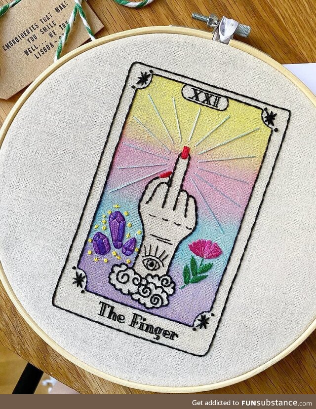 [OC] My first tarot-themed embroidery, to speak both to believers and skeptics