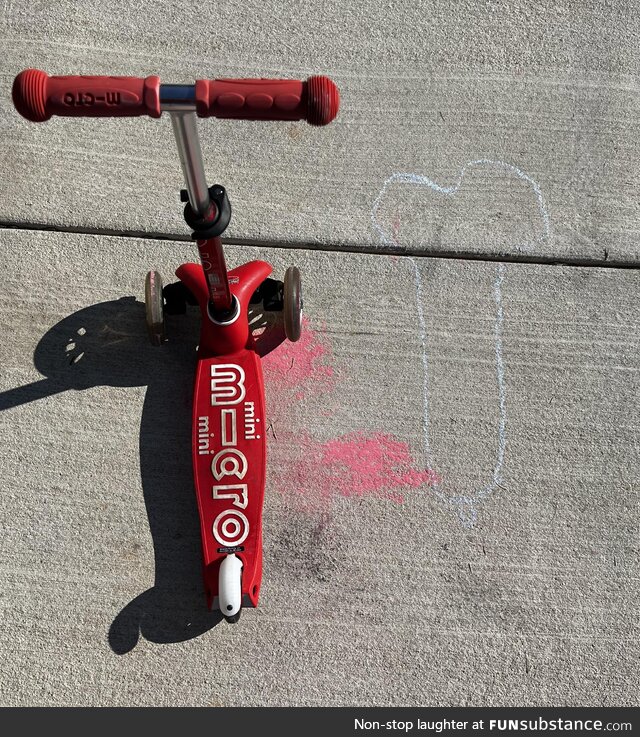 My son traced his scooter today