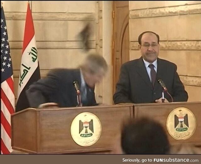 President Bush dodges death by shoe thrown by Iraqi journalist