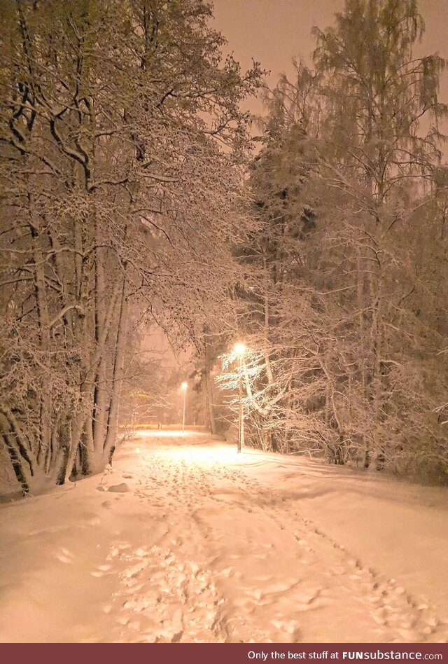 Winter night in Espoo, Finland [OC]