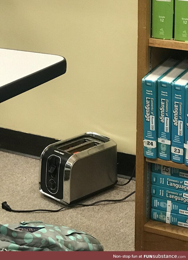 This man just plugged a toaster in and started toasting in my class…