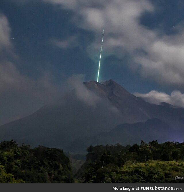 A meteor recently fell into the most active volcano (Mount Merapi) in Indonesia