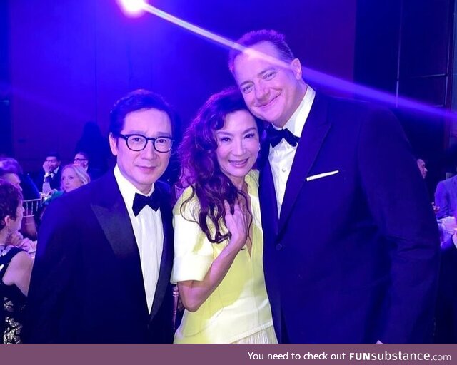 Ke Huy Quan, Michelle Yeoh and Brendan Fraser at the 13th Academy Honorary Awards