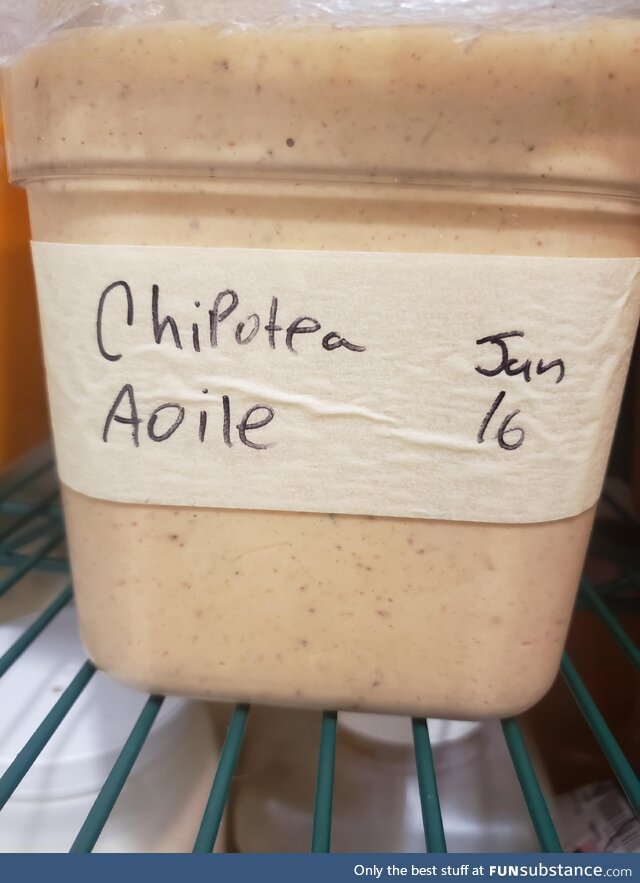 My coworker just spells things wrong sometimes. This is his Chipotle aioli