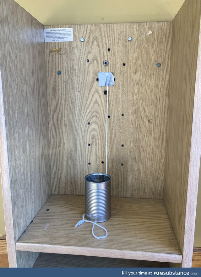 Restaurant near me replaced the payphone with a can on a string