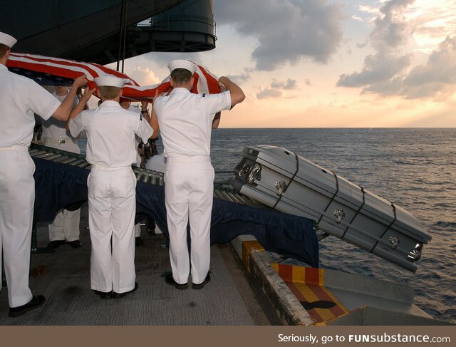 In 2004, sailor Nathan Taylor was buried at sea at his own request by the US Navy