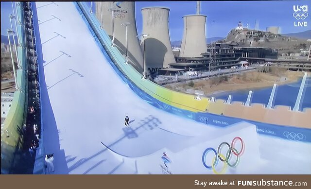 Womens big air background is some kind of dystopian satire