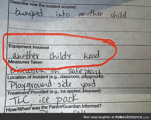 Incident report from my kid’s school