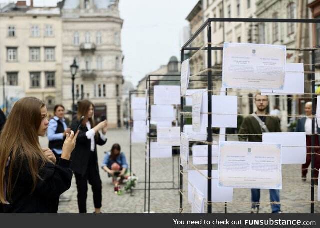 The Diplomas of Ukrainian students who were murdered in Russia's genocidal war against