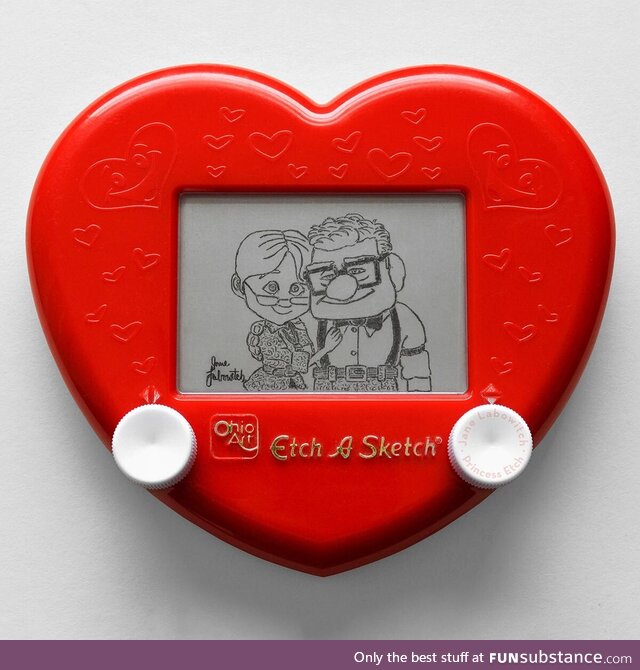 I etch a sketched Ellie & Carl from Pixar's Up