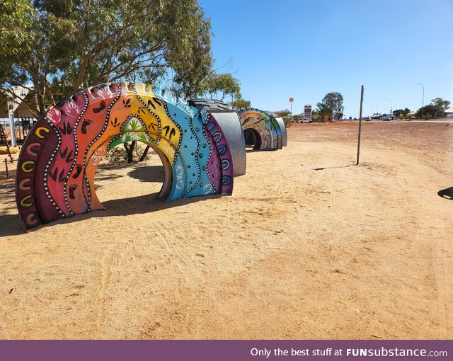 Aboriginal Tyre Art in rural SA