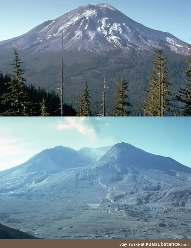 Mt St Helens the 17th of may 1980 and 4 months later