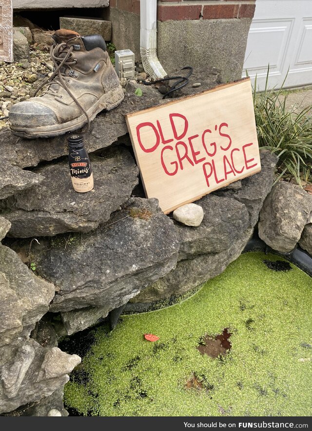 I decorated my nasty decorative pond for Halloween