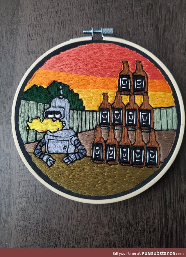 My first full coverage hand stitched piece