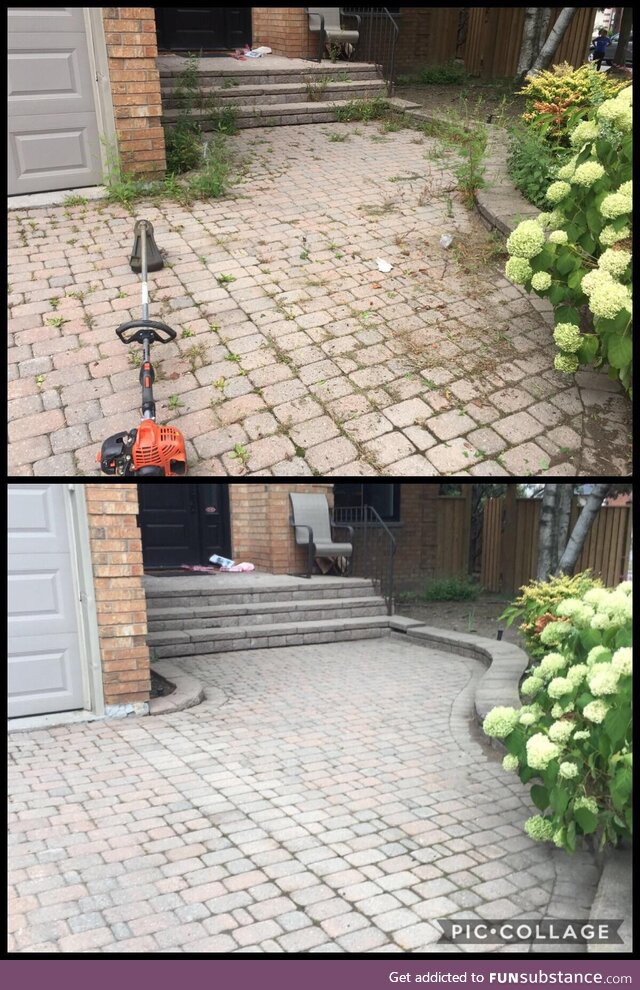 [OC] Before/After of a patio I cleaned up