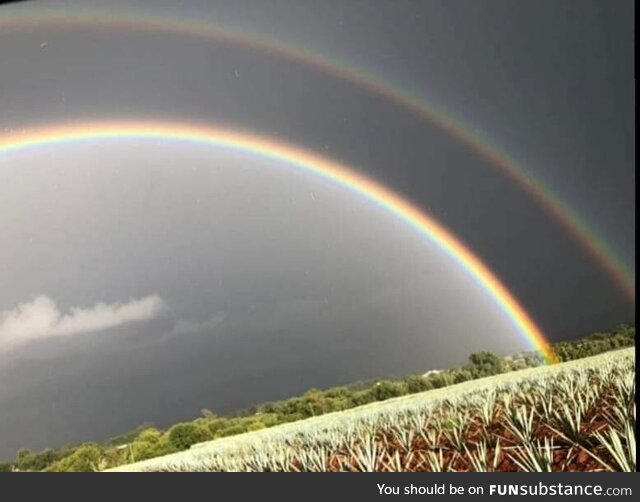 Amazing double rainbow at my town today ????????