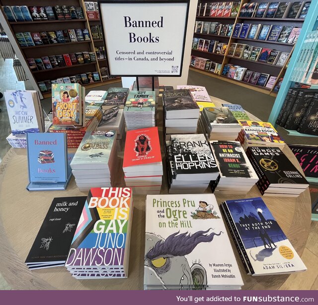 A bookstore highlighting banned books