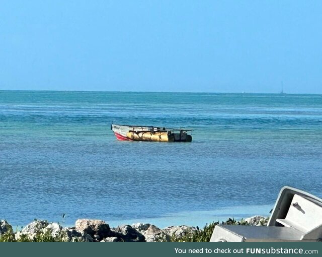 Had 50+ Cubans land on our island this morning in this raft. Border Patrol is now looking