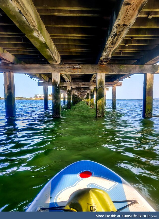 A photo under a Wooden Bridge in Dublin, Ireland