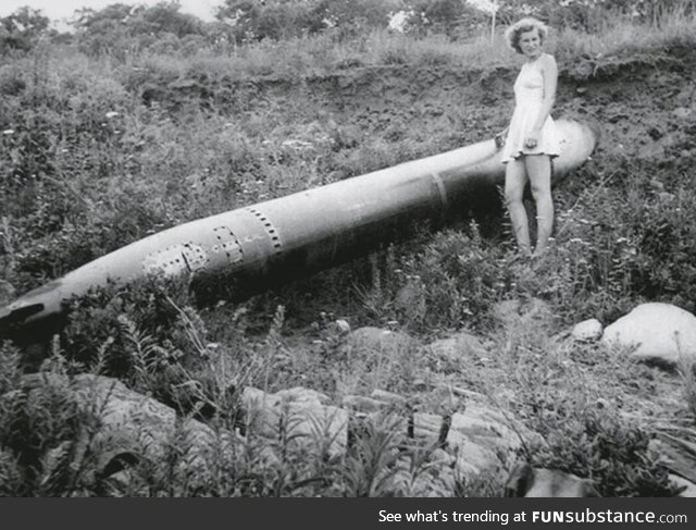 OOPS. A torpedo ends up on the shore of Jamestown, Rhode Island during World War II