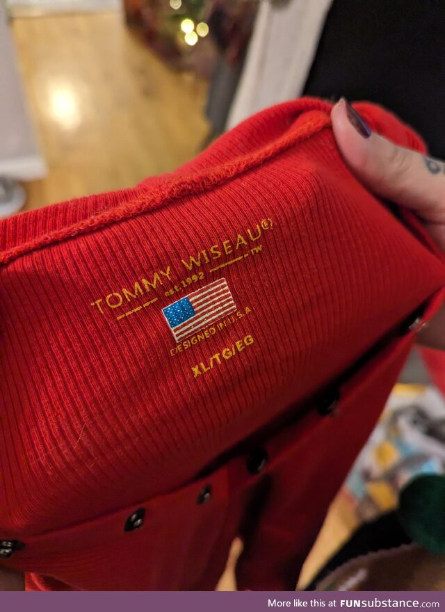 Apparently Tommy Wiseau has a clothing brand