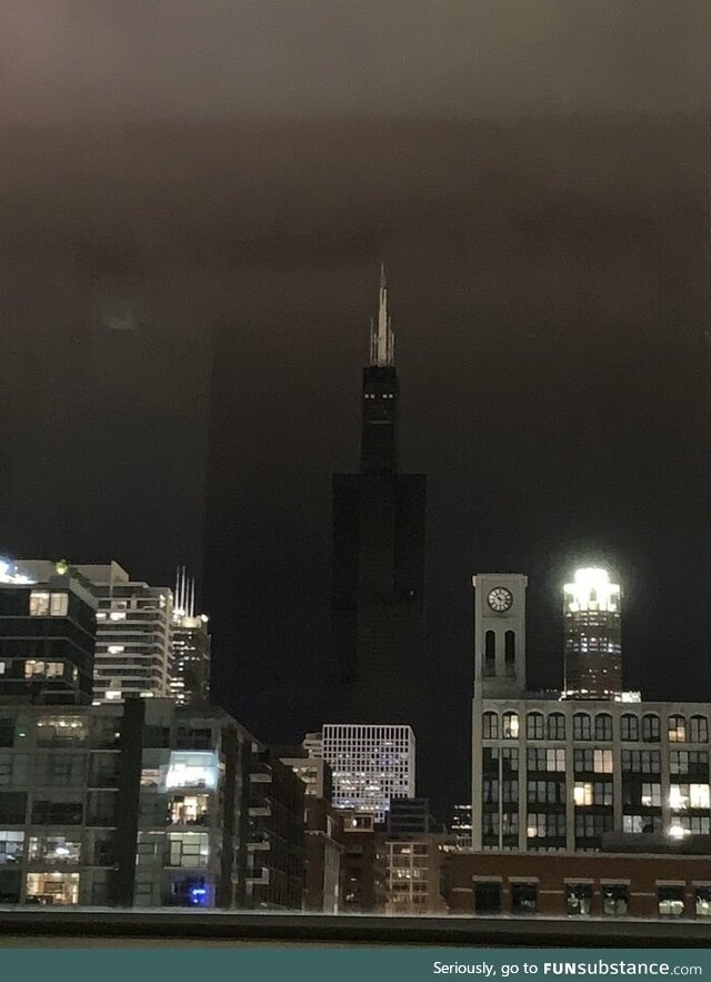 The Sears Tower during a black out