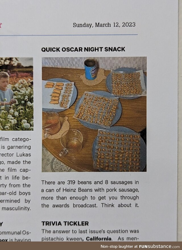 This flyer has great Oscar night snack tips!