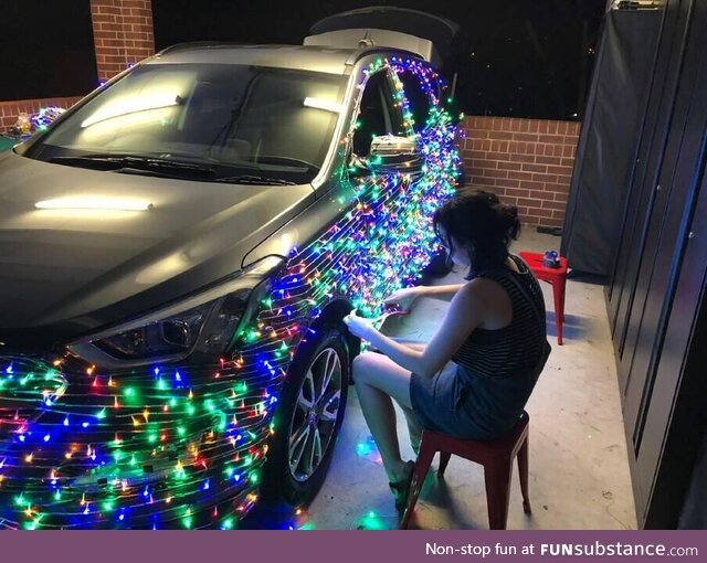 Christmas car decorations almost complete