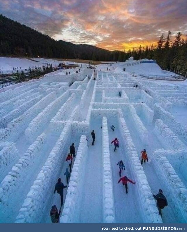 World's largest snow maze, in Poland