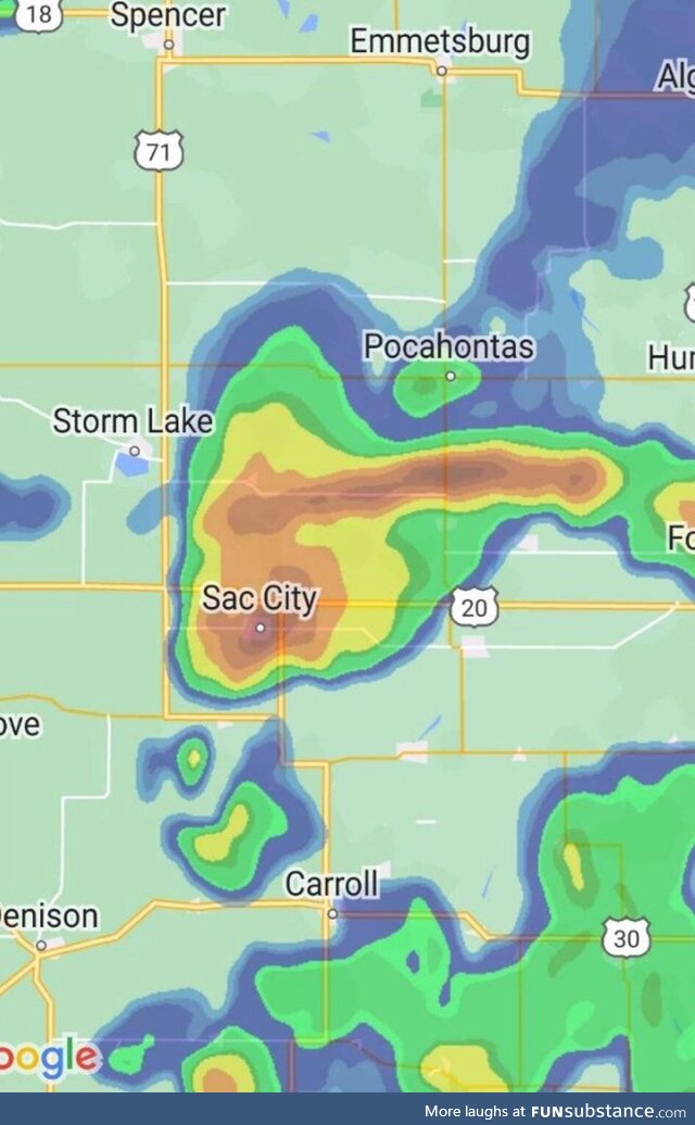 We’re getting storms in Iowa right now