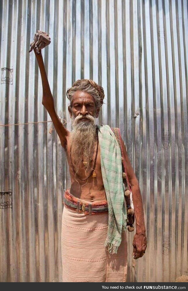 Guru wizard guy has had his hand up in the air all his adult life