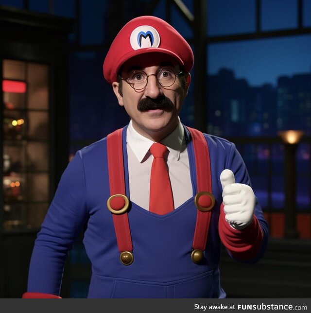 John Oliver dressed as Mario