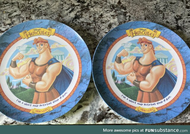 My mom found our 25 year old Disney Hercules plates from McDonald’s