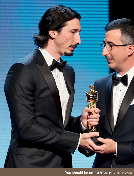 Adam Driver presenting the  Award to John Oliver