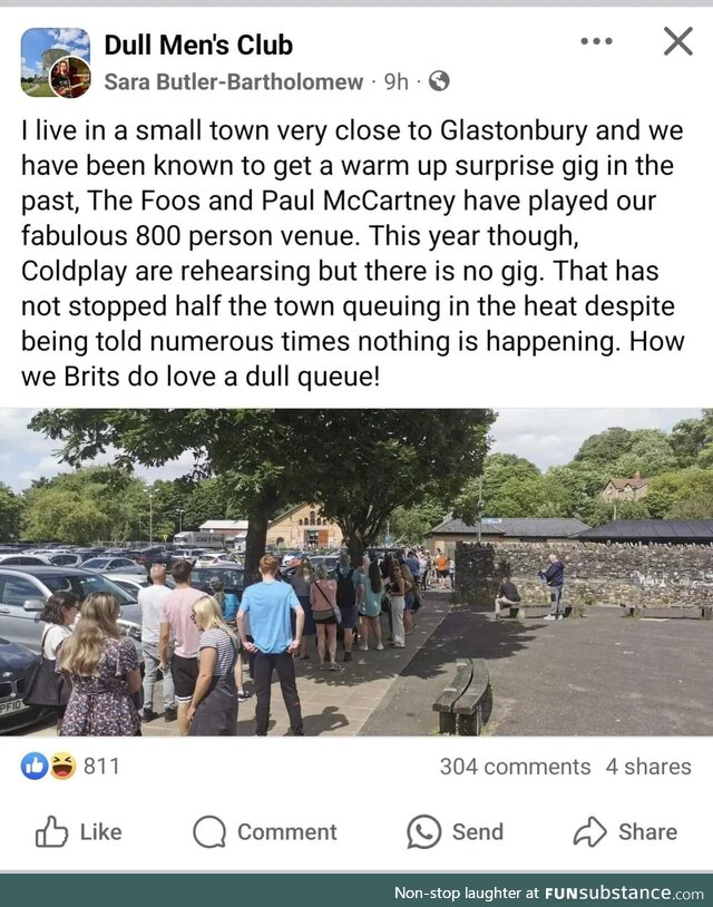 How we brits do love a dull queue!