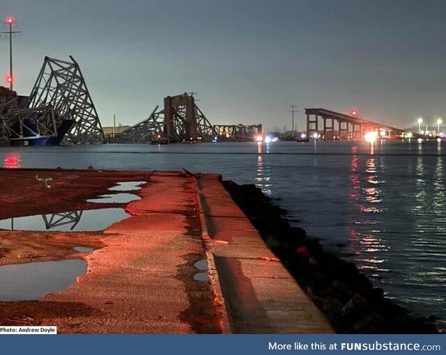 The Francis Scott Key Bridge in Baltimore has collapsed after being struck by a container