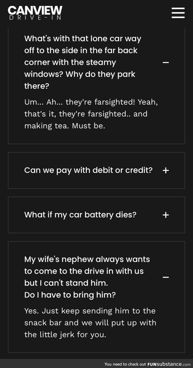 Now playing at the local drive-in theater faq: Comedy