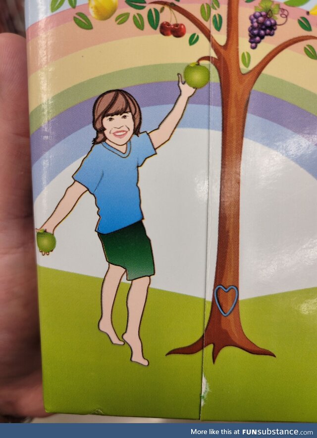 This organic apple juice mascot