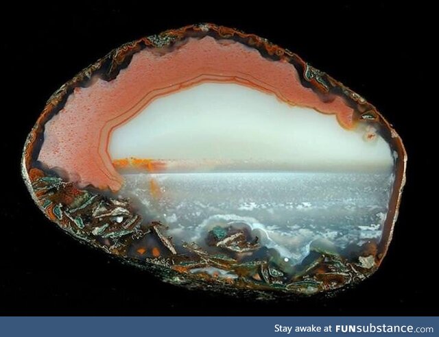 The cross-section of this agate is like looking out onto the ocean