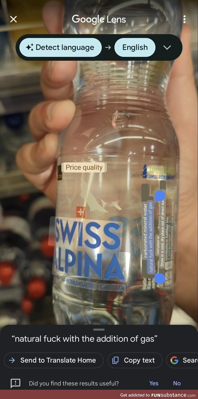 Wanted to know if it's sparkling or still, and you Swiss people sure are into weird