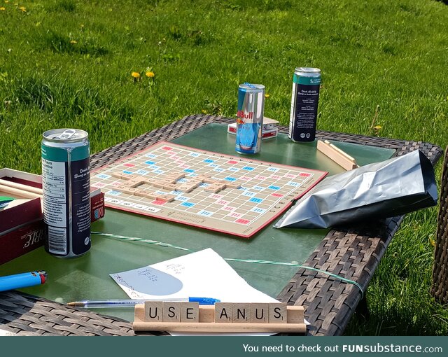 Nice afternoon playing Scrabble with the missus