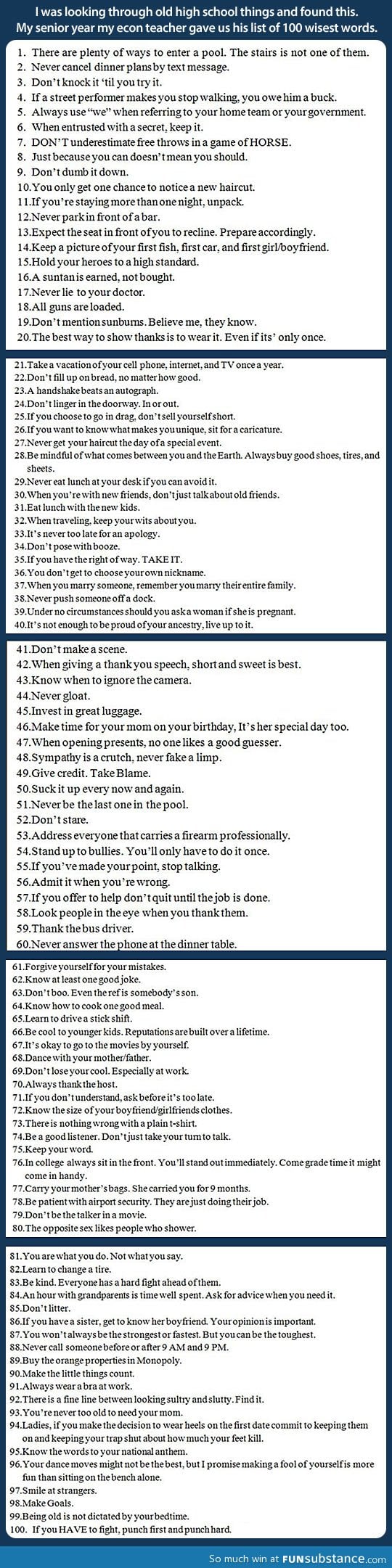 A list of 100 wisest phrases