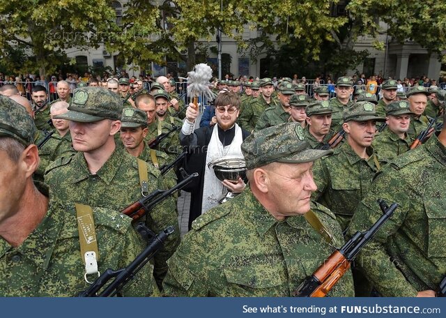 Russian conscripts before entering combat