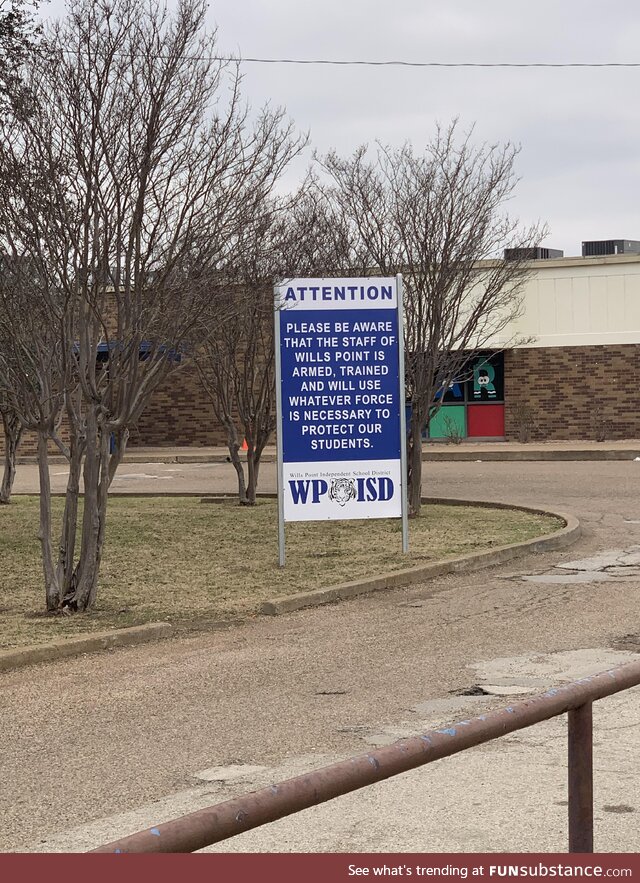 Sign at an elementary school in Texas