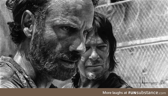 [OC] I made this The Walking Dead drawing of one of my favorite scenes, hope you like it!