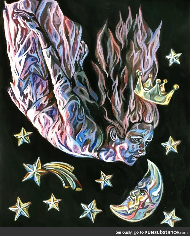 'Falling', 2021, painted by me in acrylics