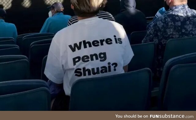 'Where is Peng Shuai?' t-shirt at Australian Open