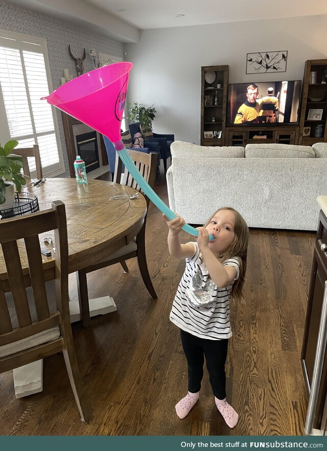 Our daughter came home from university this weekend and brought her little sister a fun
