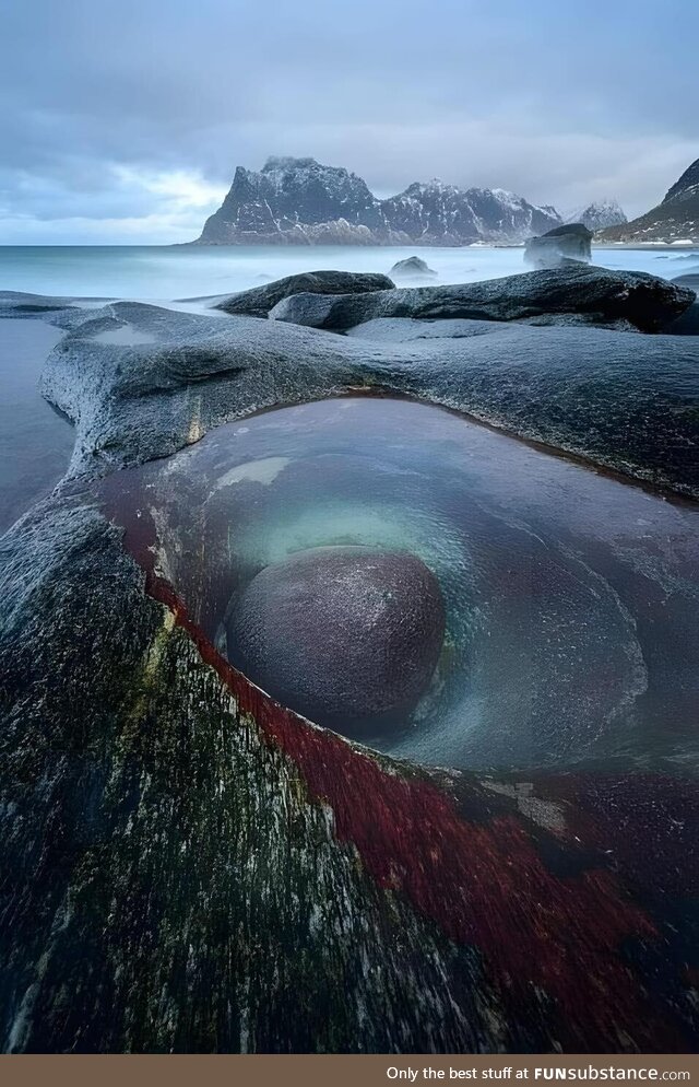 The Dragon’s Eye on Uttakleiv Beach, Lofoten Islands, Norway