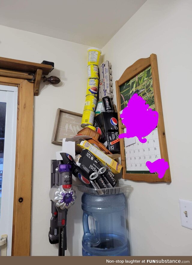 Wife and myself are in the middle of a silent battle of "who takes out the recycling"